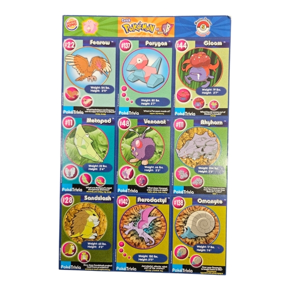 Pokemon Other - Vintage Pokemon Burger King Uncut Trading Cards #5